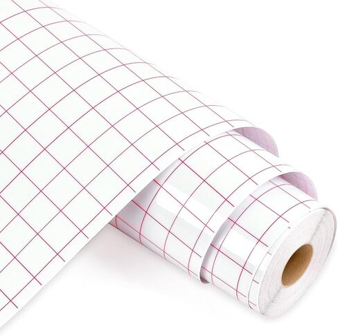 IModeur Transfer Tape for Vinyl - 12" x 50Ft Clear Vinyl Transfer Paper Tape Roll with Red Grid for Permanent Vinyl and Self Adhesive Vinyl for Cricut, Signs Stickers, Car Decals in Kuwait