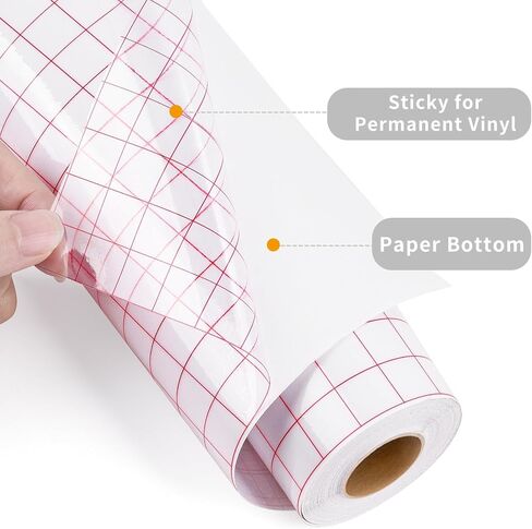 IModeur Transfer Tape for Vinyl - 12" x 50Ft Clear Vinyl Transfer Paper Tape Roll with Red Grid for Permanent Vinyl and Self Adhesive Vinyl for Cricut, Signs Stickers, Car Decals in Kuwait