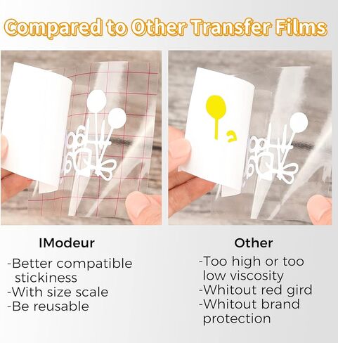 IModeur Transfer Tape for Vinyl - 12" x 50Ft Clear Vinyl Transfer Paper Tape Roll with Red Grid for Permanent Vinyl and Self Adhesive Vinyl for Cricut, Signs Stickers, Car Decals in Kuwait