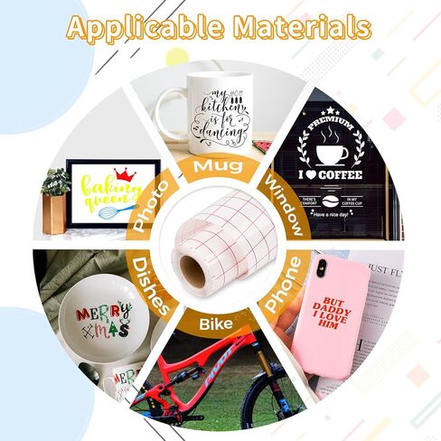 IModeur Transfer Tape for Vinyl - 12" x 50Ft Clear Vinyl Transfer Paper Tape Roll with Red Grid for Permanent Vinyl and Self Adhesive Vinyl for Cricut, Signs Stickers, Car Decals in Kuwait