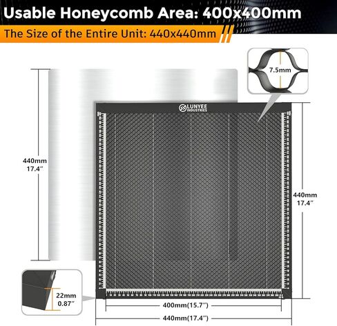 سرير ليزر على شكل قرص العسل مقاس 400 مم × 400 مم (15.7 × 15.7 بوصة) طاولة عمل لآلة النقش والقطع بالليزر، سرير على شكل قرص العسل بالليزر من الألومنيوم لتبديد الحرارة بسرعة وحماية سطح المكتب in Kuwait