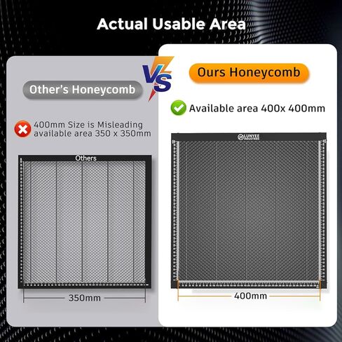 سرير ليزر على شكل قرص العسل مقاس 400 مم × 400 مم (15.7 × 15.7 بوصة) طاولة عمل لآلة النقش والقطع بالليزر، سرير على شكل قرص العسل بالليزر من الألومنيوم لتبديد الحرارة بسرعة وحماية سطح المكتب in Kuwait