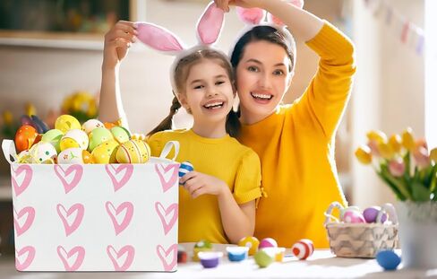 CLOCOR Rectangular Pink Heart Basket Empty, Storage Bin, Waterproof Book Box, Gift Basket(Pink Heart) in Saudi Arabia