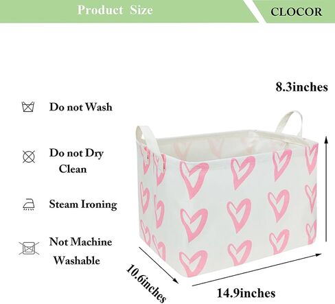 CLOCOR Rectangular Pink Heart Basket Empty, Storage Bin, Waterproof Book Box, Gift Basket(Pink Heart) in Saudi Arabia