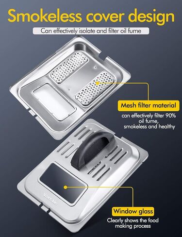 WantJoin المقلاة العميقة التجارية مع نافذة زجاجية 3200W 12L / 12QT الفولاذ المقاوم للصدأ خزان مزدوج مقلاة كهربائية عميقة مع سلتين وأغطية كونترتوب المطبخ آلة القلي ث / التحكم في درجة الحرارة in Saudi Arabia