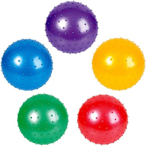 The Dreidel Company Knobby Balls, Inflatable, Assorted Colors, Soft Sensory Bouncing Balls and Message Stress Balls, 5" Inches (Choose 5 or 10 Pack) in Saudi Arabia