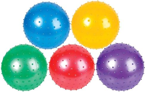 The Dreidel Company Knobby Balls, Inflatable, Assorted Colors, Soft Sensory Bouncing Balls and Message Stress Balls, 5" Inches (Choose 5 or 10 Pack) in Saudi Arabia