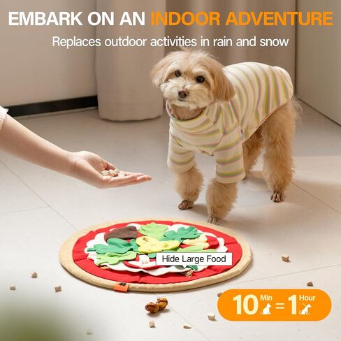 لعبة MEWOOFUN Pizza Dog Snuffle، ألعاب تفاعلية للكلاب من أجل الملل، لعبة ألغاز للكلاب لمهارات البحث عن الطعام الطبيعية، ألعاب إثراء الكلاب لتدريب الذكاء، حصيرة Snuffle للكلاب والقطط (بني) in Saudi Arabia