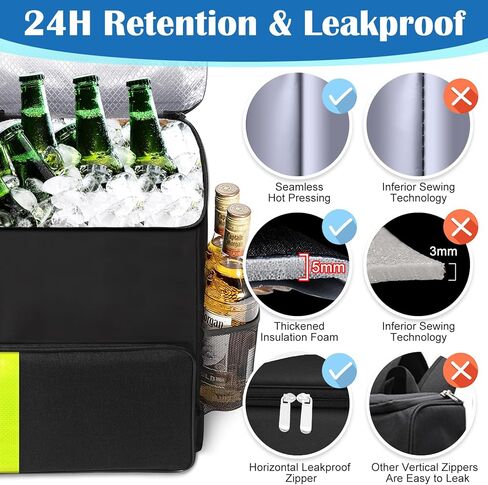 AURUZA 30L Backpack Cooler Bag, Black, Large Capacity, Insulated, Leak Proof, 16 Hours Cooling, 45 Cans in Saudi Arabia
