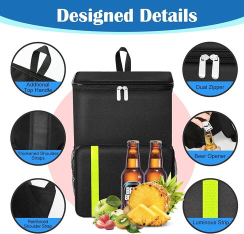 AURUZA 30L Backpack Cooler Bag, Black, Large Capacity, Insulated, Leak Proof, 16 Hours Cooling, 45 Cans in Saudi Arabia