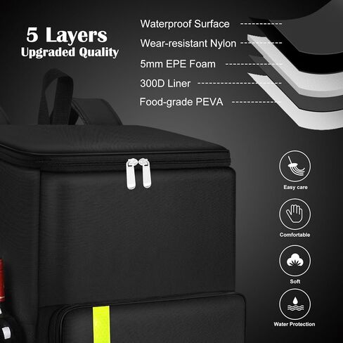 AURUZA 30L Backpack Cooler Bag, Black, Large Capacity, Insulated, Leak Proof, 16 Hours Cooling, 45 Cans in Saudi Arabia