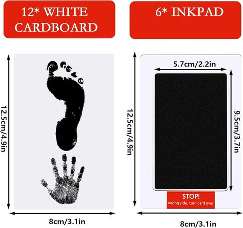 Whaline 18Pcs Baby Inkless Handprint and Footprint Kit 6 Colorful Safe Hand and Foot Ink Pad and 12 Card Clean Touch Dog Paw Print Stamp Kit for Newborn Pet Registry Family Keepsake Baby Shower Gift in Saudi Arabia