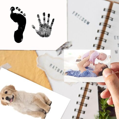 Whaline 18Pcs Baby Inkless Handprint and Footprint Kit 6 Colorful Safe Hand and Foot Ink Pad and 12 Card Clean Touch Dog Paw Print Stamp Kit for Newborn Pet Registry Family Keepsake Baby Shower Gift in Saudi Arabia