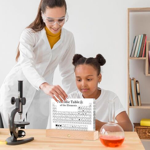 Periodic Table with Real Elements Inside, Large 8.3x5.5" Acrylic Display with 83 Samples & Light-Up Color Charging Base - Ideal for Teachers,Students as Educational Gift,Perfect for Science Decor in Saudi Arabia