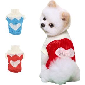 2 Packs XXS Dog Sweater,Chihuahua Sweater Yorkie Teacup Dog Clothes for Mini Newborn Extra Small Dogs Girl Boy,Winter Puppy Clothes Outfits XX-Small (Pink+Purple, XXS(Pet 0.5-2LBS))
