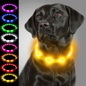 Joytale Light Up Dog Collar, Rechargeable Rainproof LED Dog Collar for Night Walking Safety, Soft Silicone Glow in The Dark Collar for Small Medium Large Dogs, Blue