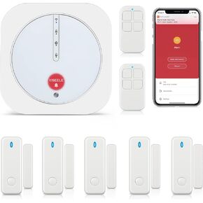 Home Security System, Door Alarm System with WiFi, Alarm Security with Phone APP Alert, 9-Piece Kit: Alarm Siren, Door Window Sensor, Remote, Work with Alexa for House, Apartment