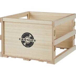 Crosley AC1048A-NA Square Vinyl Record Storage Crate Holds up to 60 Albums, Natural