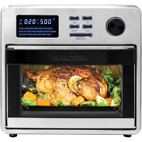 Kalorik MAXX® Digital 16-Quart Air Fryer Oven, 9-in-1 Countertop Toaster Oven and Air Fryer Combo, 21 Smart Presets, 9 Easy-to-Clean Accessories, 1600W, Stainless Steel, AFO 50932 OW