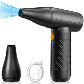 Compressed Air Duster - 130000RPM Electric Air Duster for Cleaning Cordless Dry Mini Blower Keyboard & PC 3 Gears Adjustable Rechargeable High-Speed Air Blower for Car and Home Cleaning