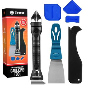 Cocew Caulking Tool Kit, Smooth Caulk Gun and Sealant Finishing Tool Grout Scraper,5 Replace Silicone Pads, Great Tools for Kitchen Bathroom Window Sink Joint with Gift Box
