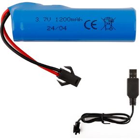 3.7V 18650 1200mAh Rechargeable Li-ion Battery SM-2P Joint with USB Charger for Rc Remote Control Car Toys
