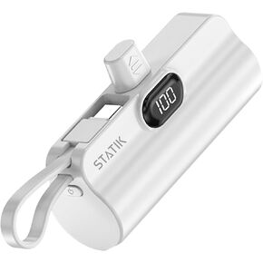 بنك الطاقة المحمول Statik Universal: Snap-N-Charge بتصميم أسود أنيق - مثالي للهواتف الذكية والأجهزة اللوحية وسماعات الرأس وأجهزة الكمبيوتر - تصميم ممتاز وصغير الحجم