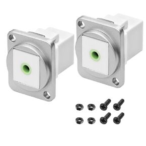 MEIRIYFA 3.5mm 1/8 Stereo D-Type Panel Mount Connector Female to Female Straight Through Panel 1/8 TRS Coupler for Headphone Amplifier Speaker Cable, 2Pack
