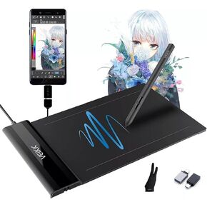 Drawing Tablets VEIKK S640 Computer Graphics Tablets, Ultra Thin and Pocket Pen Tablet 8192 Levels Digital Drawing Pad for Computer on Linux/Windows/Mac OS/Android, OSU Gaming Pad