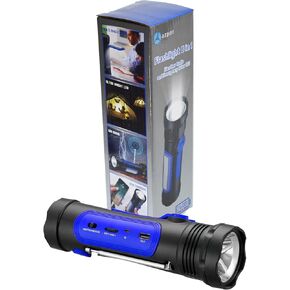 Azpen 8-in-1 Flashlight with Solar Charging, Crank Charging, Radio (AM/FM/NOAA), S.O.S Alarm, Study Light, Flashlight, 2600 mAH Power Bank, and Micro USB Charging (Red) (Blue)