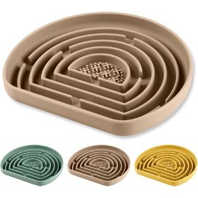 Silicone Puzzle Feeding Bowls, Dog Slow Feeding Bowl with Suction Cup for Heathy Eating - Non Slip Design (Green)