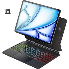 doqo Touch Keyboard Case for iPad Air 11(M2) 2024,iPad Air 10.9 5th,4th and iPad Pro 11(4th,3rd,2nd,1st Gen),iPad 11-inch Magic Keyboard Case with (Smart Connect), trackpad Slim 7colors Backlit