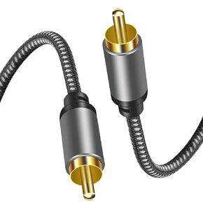 Subwoofer RCA to RCA Cable: 30 Feet Nylon Braided Double Shielded Zinc Alloy Case Digital Analogue for Amplifiers,Home Theater,Hi-Fi Systems,Subwoofer (30FT)