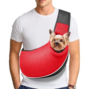 Tomkas Dog Sling Carrier for Small Dogs Puppy Carrier for Small Dogs (Red Mesh, S -Up to 5 lbs) in Kuwait