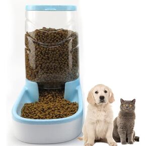Automatic Pets Food Feeding Bowl with Storage Container, Self Dispensing Pet Feeding and Waterer, Small & Big Dogs and Cats Puppy Rabbit Food and Water Feeder (Grey, Food Feeder)