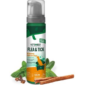 Vet's Best Flea & Tick Waterless Bath Foam for Dogs - Flea-Killing Dry Shampoo for Dogs - Plant-Based Ingredients - Certified Natural Oils - 8 oz