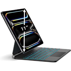 JUQITECH Magic-Type Keyboard Case for iPad Pro 11-inch (M4), Backlight Multi-Touch Trackpad iPad Keyboard with Function Row, Easy-Set Soft Protective Magnetic Stand Case 2024, Auto Sleep/Wake