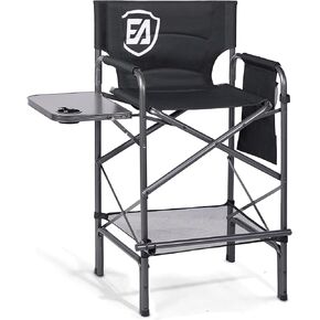 EVER ADVANCED 30.7in Tall Heated Camping Folding Chair 140℉ Heating Directors Chair Outdoor Camp Chair for Sports Events with Side Table Cup Holder Supports 350LBS