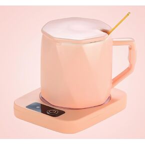 Coffee Mug Warmer with Cup, Coffee Warmer 55℃ Constant Temperature Thermostat Coaster Smart Cup Warmer for Heating Coffee, Beverage, Milk, Tea and Hot Chocolate (Pink) in Saudi Arabia