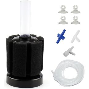 AQUANEAT Sponge Filter,Aquarium Sponge Filter, Fish Tank Filter with Airline Tubing, Valves, Suction Cups(Up to 50Gal)