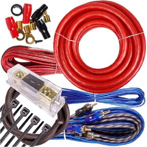 مجموعة أسلاك تركيب مضخم الصوت كاملة 3500 وات إلى 6500 وات Amp PK1 4 Ga Red - للتركيب والهواة DIY - مثالية للسيارة/الشاحنة/الدراجة النارية/RV/ATV