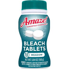 AMAZE Ultra Concentrated Bleach Tablets [32 tablets] - Meadow Scent - for Laundry, Toilet, and Multipurpose Home Cleaning. Splash-less Liquid Bleach Alternative