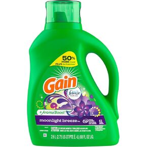 Gain + Aroma Boost Laundry Detergent Liquid Soap, Moonlight Breeze Scent, 45 Loads, 65 Fl Oz, Pack Of 2, He Compatible