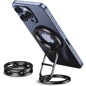 SOOPII for MagSafe Phone Ring Holder Grip, Adjustable Magnetic Kickstand & Removable Cell Phone Finger Ring Compatible with lPhone 15 14 13 12 Pro Max fits MagSafe Accessories Black