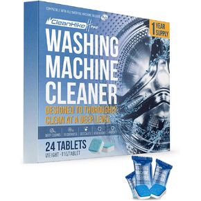 Washing Machine Cleaner Descaler Tablets - (24 Tablets, 1 Year Supply) Eco-Friendly Deep Cleaning Tablets for HE Front & Top Loader Washer, Remove Ordor Grime Buildup Residue Eliminator