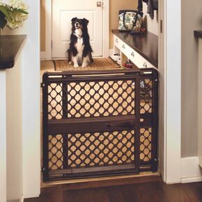 MYPET North States Pet Gate Essential: 26" - 42" Wide Dog Gate. Pressure Mount. No Tools Needed. Expandable, Durable Dog Gates for Doorways. Made in USA. 26" Tall, Espresso Brown