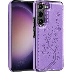 Korecase for Samsung Galaxy S24 Wallet Case with Card Holder,for Galaxy S24 Wallet Case for Girls Women Men,Double Magnetic Back Flip PU Leather Kickstand Cover for Galaxy S24, Purple