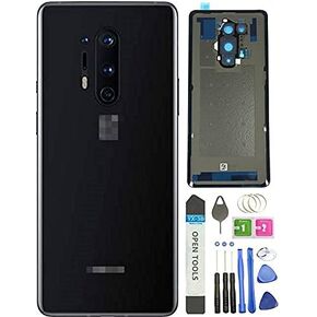 for Oneplus 8 Pro Back Cover Glass Replacement with Camera Glass Lens Housing Assembly Parts for OnePlus 8 Pro 5G + Eject Pin Tools (Blue)