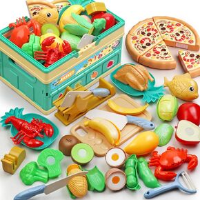 69PCS Kids BBQ Grill Playset - Kitchen Toy Set with Smoke Sound & Light, Toy Grill BBQ Playset for Kids with Pretend Play Food Toys in/Outdoor Interactive Toys BBQ Cooking Game for Girls Boys