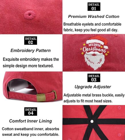 Christmas Hats for Adults with Gift Box, Adjustable Santa Baseball Cap, Embroidered Xmas Baseball Hat in Kuwait